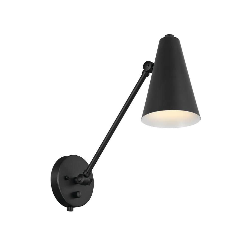 Sylvia Black Swivel Shade Dimmable Wall Sconce in Mid-Century Modern Style