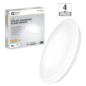 16 in. Round Low Profile LED Flush Mount Closet Light Fixture 1700 Lumens 3000K 4000K 5000K Dimmable (4-Pack)