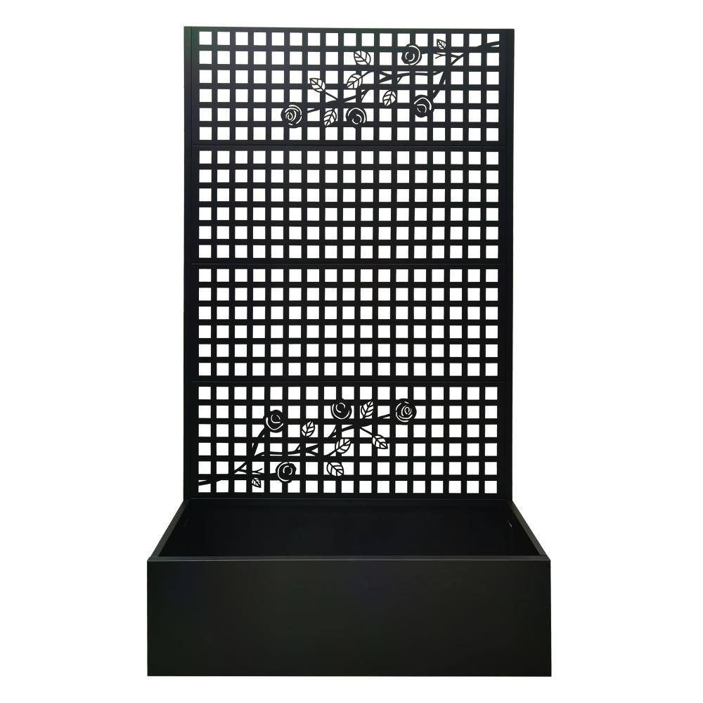 "70.9""H x 43.3""W x 15.8""D Metal Planter Box with Trellis, Raised Garden Bed with Privacy Lattice Screen for Patio, Black" price history on PriceWatchPro