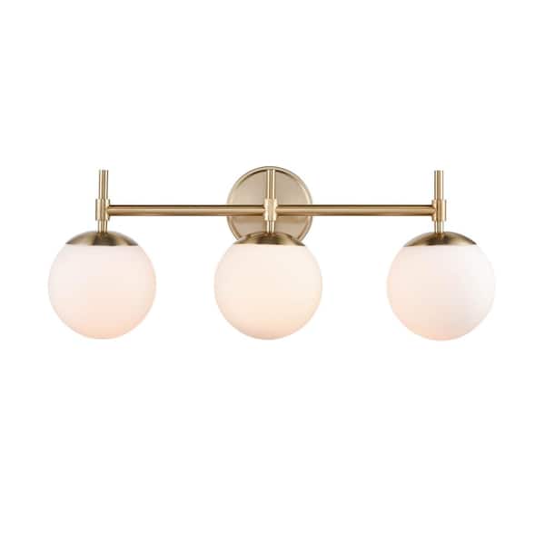 24 in. 3-Light Modern Gold Vanity Light