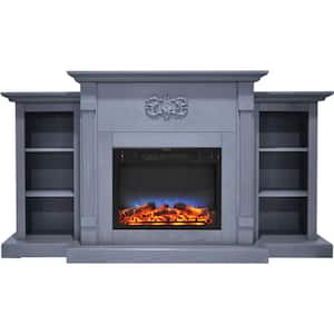 Sanoma 72 in. Electric Fireplace with a Multi-Color LED Flame Display in Blue