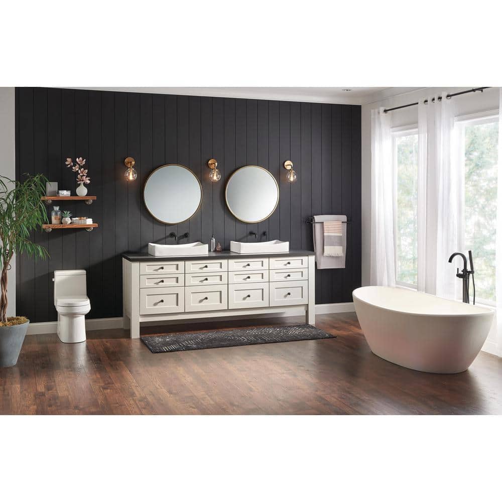 Matte Black Brass Floor Mounted Tub Filler with Handshower