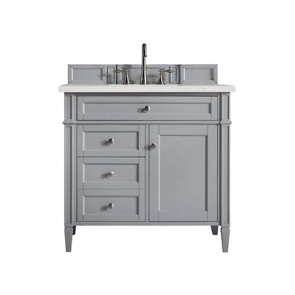 James Martin Vanities Brittany 36.0 in. W x 23.5 in. D x 34.0 in. H Single Bathroom Vanity in Urban Gray with Lime Delight Quartz Top