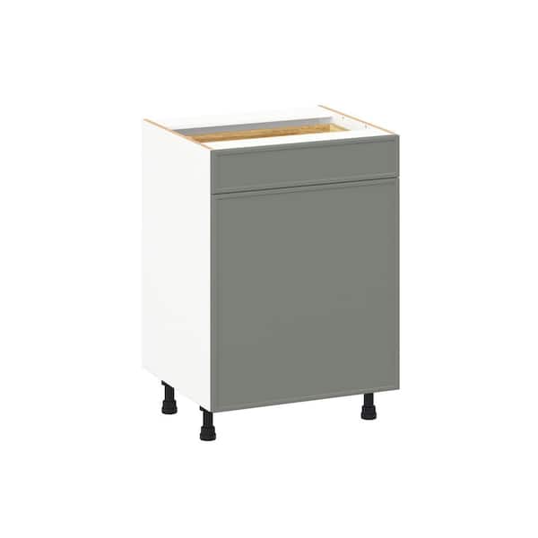 Fairview 24 in. W x 21 in. D x 34.5 in. H Assembled Slim Shaker Bath Base Kitchen Cabinet in Moss Green with 1-Drawer