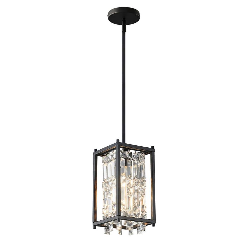 Home Lighting 60W 1-Light Black Square Modern Crystal Adjustable Chandelier Pendant Lighting for Dining Room price history on PriceWatchPro