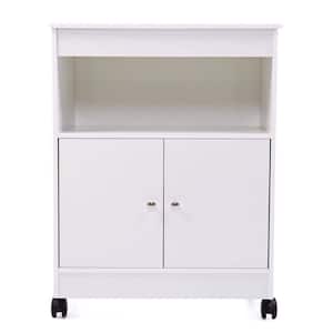 24.00 in. W White Wood Kitchen Microwave Cabinet Cart