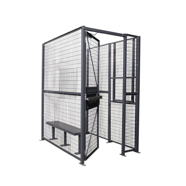 52 in. x 101.25 in. x 54 in. Woven Gray Wire 3-Sided with Slide Up Service  Window Driver Trucker Cage Machinery Guard