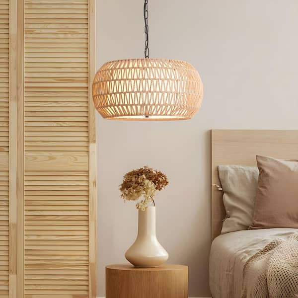 Ecogleam 19 in. 5-Light Black Bohemian Chandelier Hand Woven