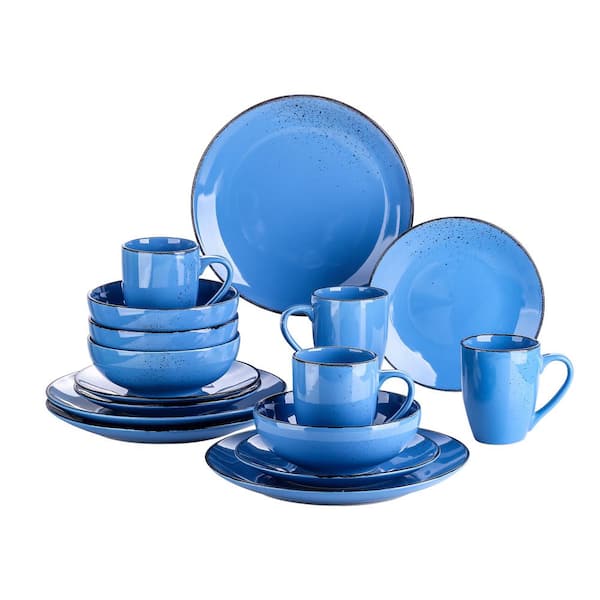 vancasso Navia 16-Piece Vintage Oceano Dark Blue Stoneware Dinnerware Set (Service for 4)