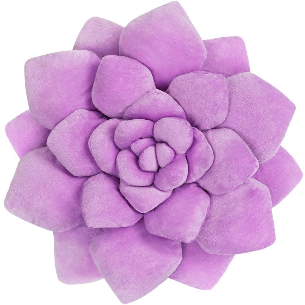 13.8 in. x 13.8 in. Flower Succulent Throw Pillow, Soft Plush Decorative Pi
