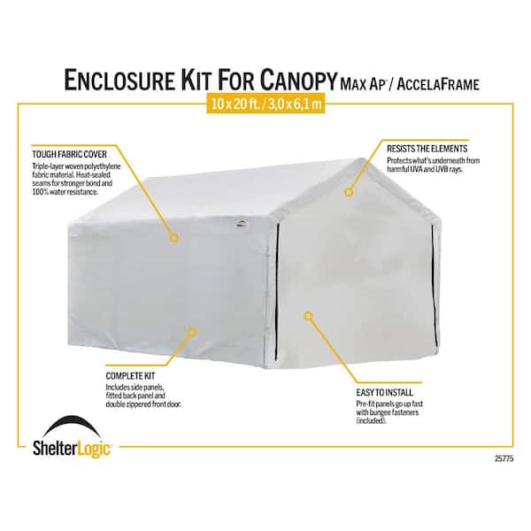 ShelterLogic 10 ft. W x 20 ft. D Sidewalls and Doors Kit for Max