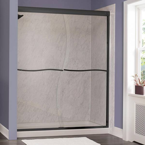 CRAFT + MAIN Marina 60 in. W x 72 in. H Frameless Sliding Shower Door in Oil Rubbed Bronze without Handle