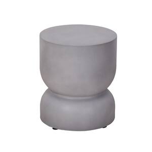 Concrete Gray Round Stone 17 in. Outdoor Accent Table
