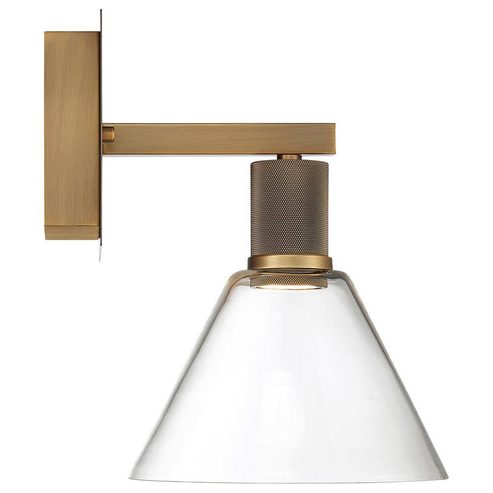 Dimmable Brass and Gold Wall Sconce with Clear Globe
