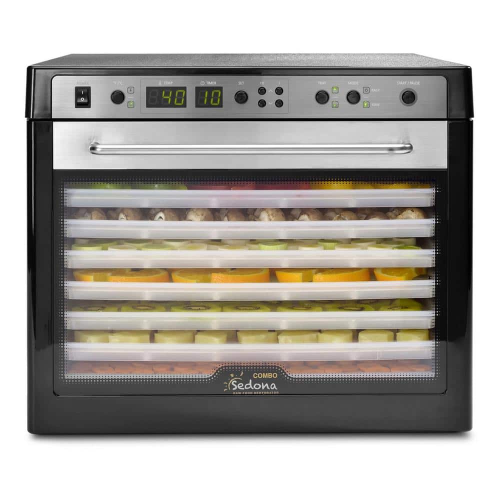Tribest Sedona Combo 9-Tray Black Stainless Steel Food Dehydrator with Built-In Timer, Black/Stainless Steel