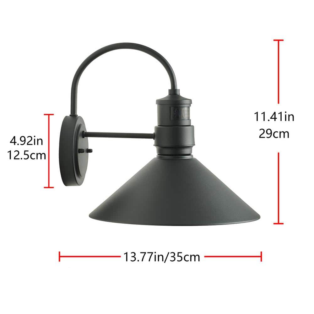Black Metal Dimmable Motion Sensor Outdoor Wall Sconce
