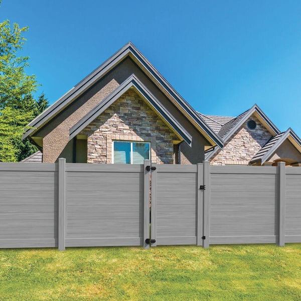Horizontal 6 ft. H x 6 ft. W Driftwood Privacy Vinyl Fence Panel (Unassembled)