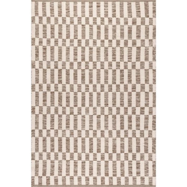 Orana Checkered Brown 9.6 ft. x 13.6 ft. Outdoor Area Rug