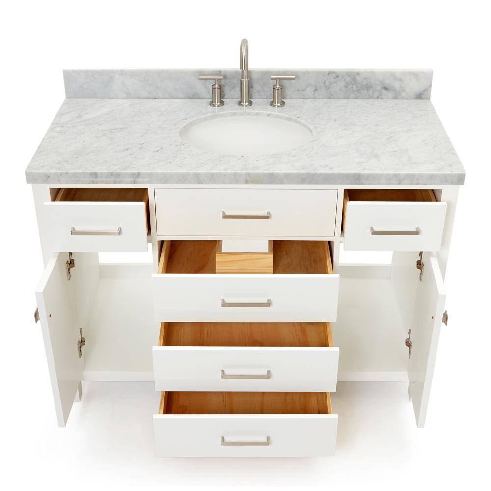 Bristol 49" White Marble Top Freestanding Vanity