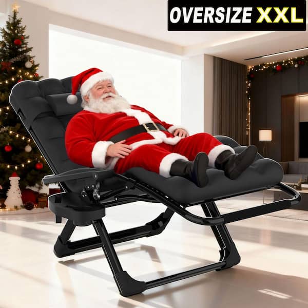 Zero Gravity Lounge Chair-Foldable Alloy Steel Recliner with Adjustable Headrest with Black Cushion for Patio, Lawn