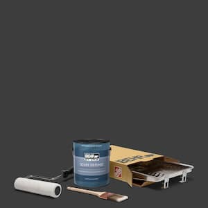 1 gal. Black Extra Durable Satin Enamel Interior Paint and 5-Piece Wooster Set All-in-One Project Kit