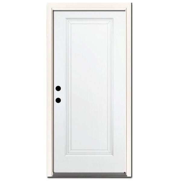 Steves & Sons 32 in. x 80 in. Element Series 1-Panel White Primed Steel Prehung Front Door with Right-Hand Inswing w/ 6-9/16 in. Frame