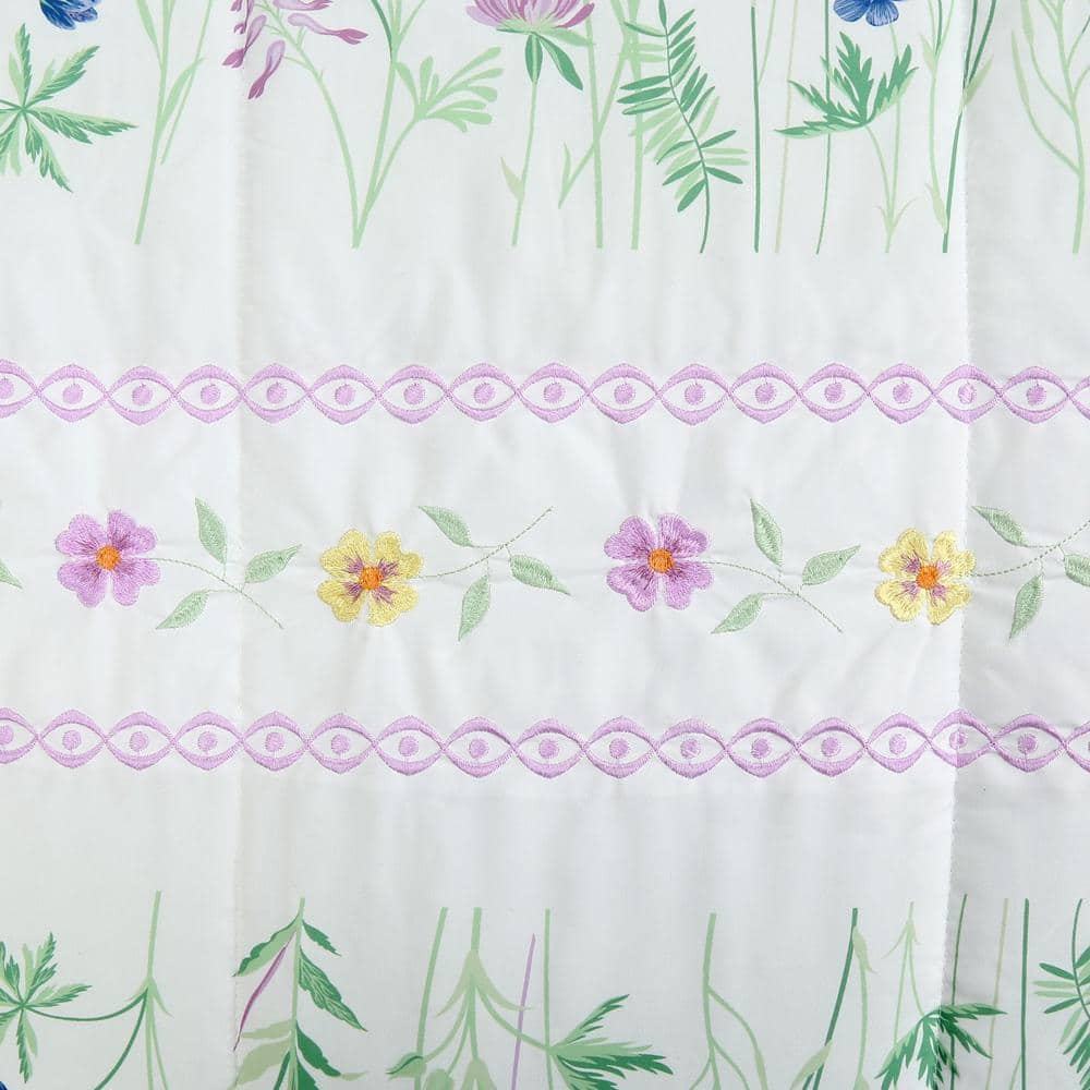 Wildflower Embroidered White Full Microfiber 7-Piece Comforter Set