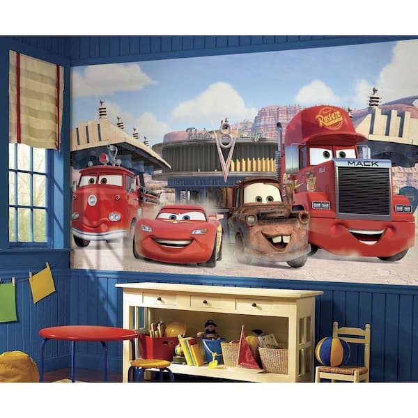 RoomMates 72 in. x 126 in. Disney Cars Friends to the Finish XL Chair Rail Pre-Pasted Wall Mural