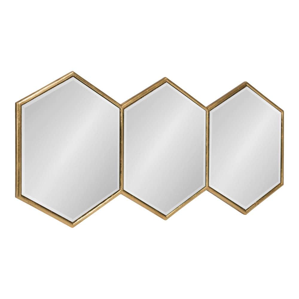 Gold Hexagon Trio Wall Mount Accent Mirror with Beveled Glass
