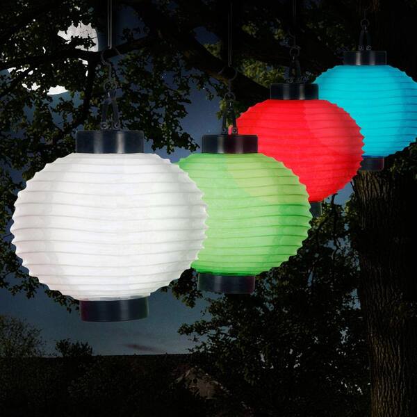 Pure Garden 4 Light Green Outdoor Led, Outdoor Solar Chinese Lanterns