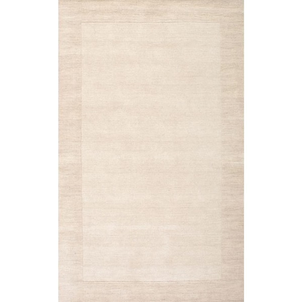 nuLOOM Paine Solid Border Beige 6 ft. x 9 ft. Area Rug