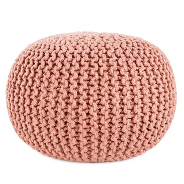Jaipur Living Asilah Solid Blush 20 in. x 20 in. x 14 In. Indoor/Outdoor Round Pouf
