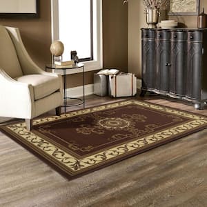 Kensington Toffee 3 ft. x 5 ft. Scrolling Medallion Polypropylene Area Rug