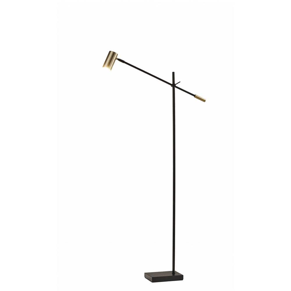 Collette 58'' Adjustable Black & Antique Brass LED Task Floor Lamp