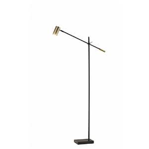 63 in. Black 1 Light 1-Way (On/Off) Standard Floor Lamp for Liviing Room with Metal Cylin.der Shade