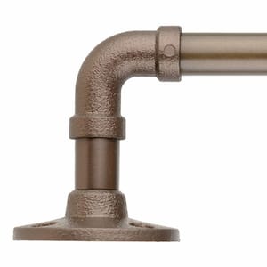 Pipe Wrap Around 28 in. - 48 in. Adjustable Curtain Rod 5/8 in. in Dark Bronze with Finial