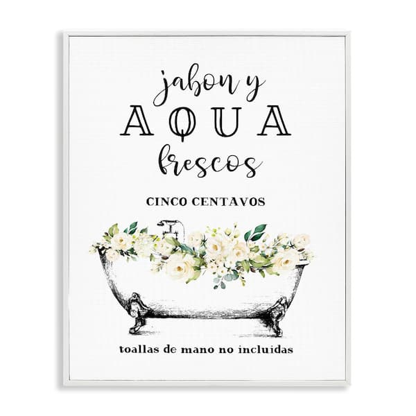 Stupell Industries Fresh Water Bathroom Sign by Lettered and Lined White Framed Typography Giclee Art Print 14 in. x 11 in.