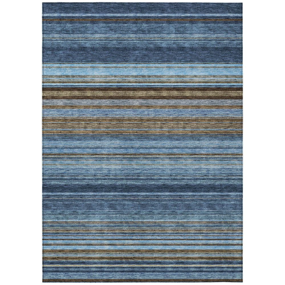 Navy and White Striped Rectangular Indoor/Outdoor Rug 2'6" x 3'10"