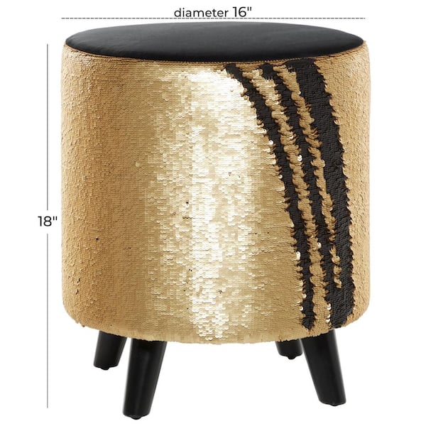 16 in. Gold Fabric Contemporary Stool