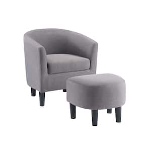 Take a Seat Churchill Cement Gray Fabric Accent Chair with Ottoman