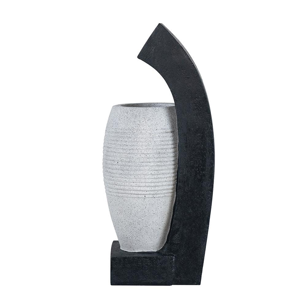 10 in. x 8.1 in. x 23.4 in. Black and White Water Fountain with Vase Design, with Light and Pump, for Indoor and Outdoor price history on PriceWatchPro