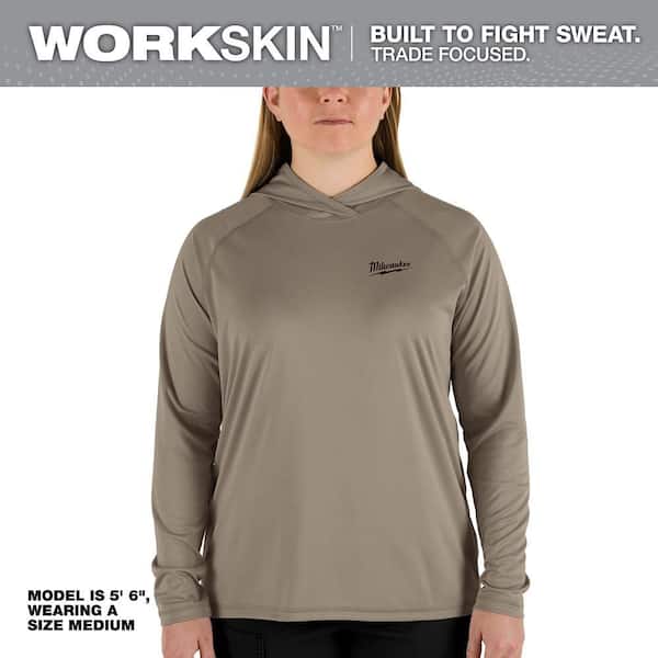 Women's Small Sandstone WORKSKIN Hooded Sun Shirt
