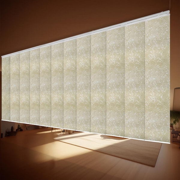 EMOH Viola 140 in. - 260 in. W x 94 in. L Adjustable 12-Panel White Double Rail Panel Track with 23.5 in. Slates