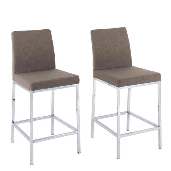 CorLiving Huntington 25 in. Brown Fabric Cushioned Bar Stool (Set of 2)