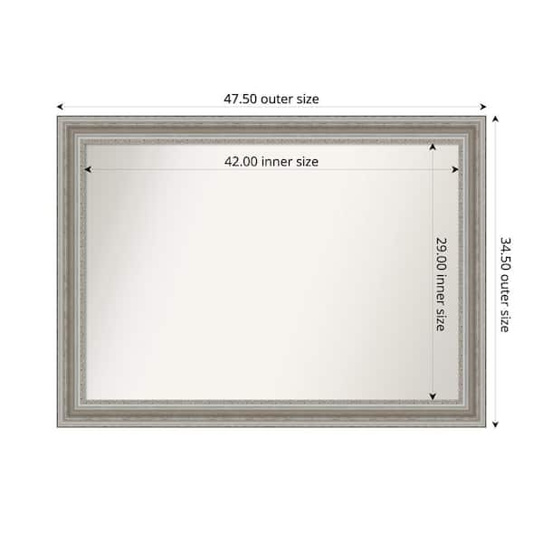 Amanti Art Parlor Silver 47.5 in. x 34.5 in. Custom Non-Beveled Recycled Polystyrene Framed Bathroom Vanity Wall Mirror