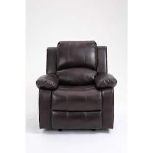 38 in.W Brown Faux Leather 8-Point Massage Recliner