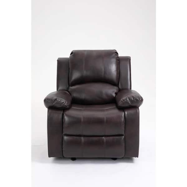 Clihome 38 in.W Brown Faux Leather 8-Point Massage Recliner