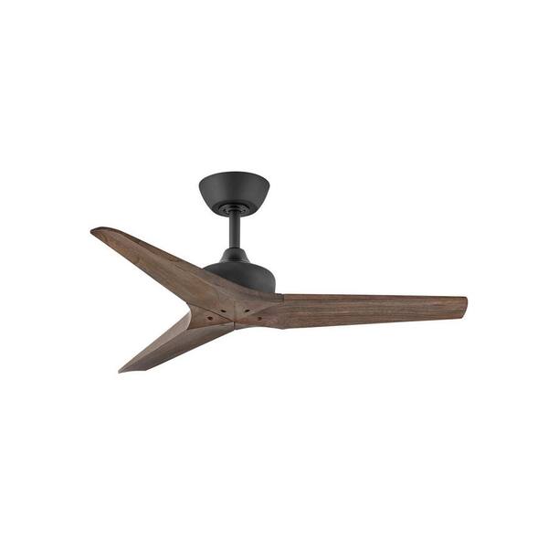 HINKLEY Chisel 44 in. Indoor/Outdoor Matte Black Ceiling Fan with Wall Switch