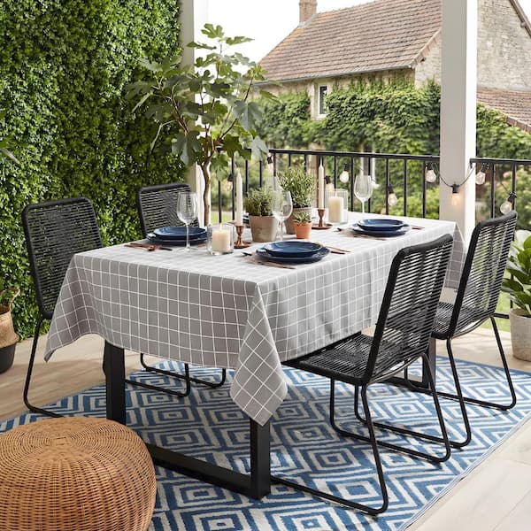 60'' X 84'' Checkered Tablecloth Vinyl Tablecloths with Flannel Backing Wipeable Spillproof Plastic Table Cover