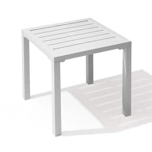 Square Aluminum Outdoor Side Table in White (2-Pack)